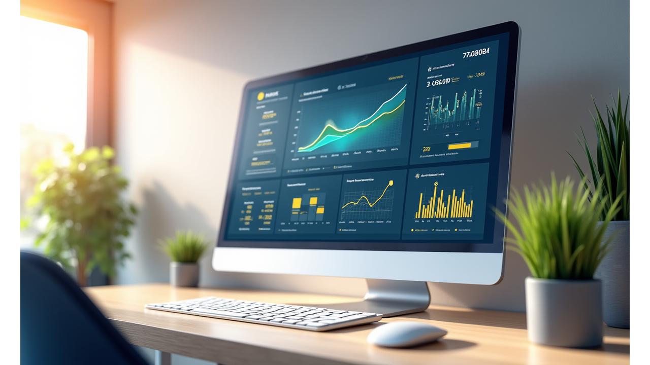 Interface de tableau de bord avec des graphiques de productivité et de bien-être, symbolisant le retour sur investissement des programmes bien-être en entreprise.
