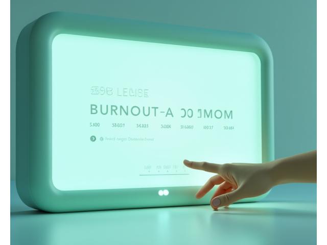 Illustration interactive d'un quiz ou test sur écran numérique évaluant le niveau de stress, avec des éléments doux et apaisants.