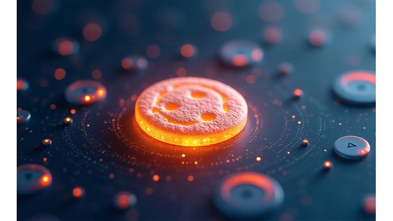 Illustration abstraite de cookies numériques et d'une interface de gestion du consentement, symbolisant le contrôle utilisateur.