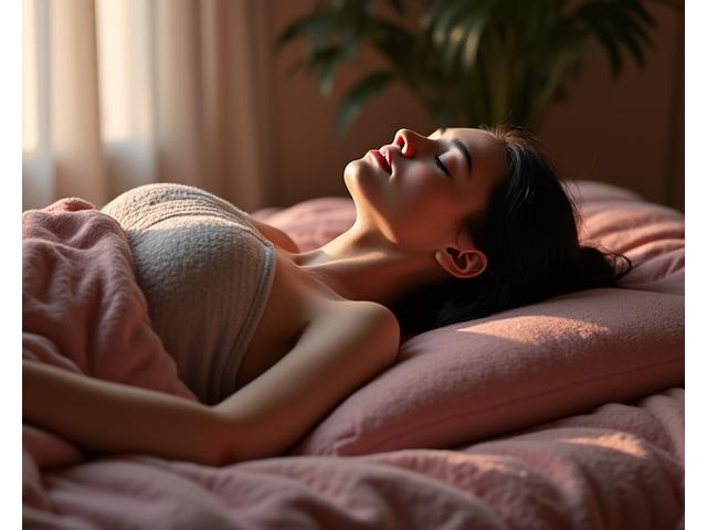 Pratiquante de Yin yoga dans une posture au sol, props et détente.